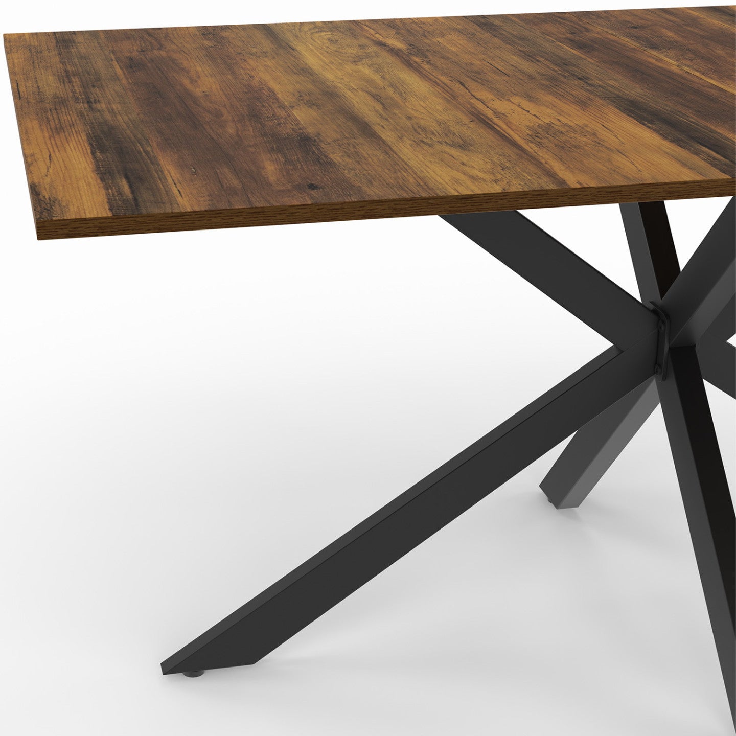 IDMarket - Tavolo da pranzo rettangolare ALIX 8 persone in legno scuro gamba a ragno HAWKINS e nero 160 cm