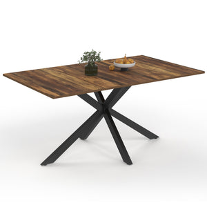 IDMarket - Tavolo da pranzo rettangolare ALIX 8 persone in legno scuro gamba a ragno HAWKINS e nero 160 cm