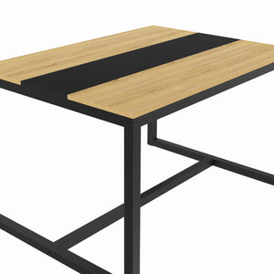 IDMarket - Tavolo da pranzo rettangolare DOVER 4 persone nero fascia centrale design industriale 120 cm