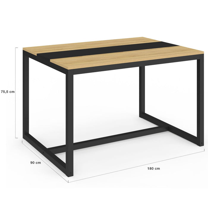 IDMarket - Tavolo da pranzo rettangolare DOVER 4 persone nero fascia centrale design industriale 120 cm