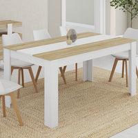 IDMarket - Tavolo da pranzo rettangolare GEORGIA per 8 persone in simil-faggio e bianco 160 x 80 cm