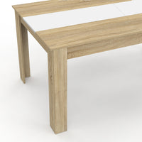 IDMarket - Tavolo da pranzo rettangolare GEORGIA per 8 persone in simil-faggio e bianco 160 x 80 cm