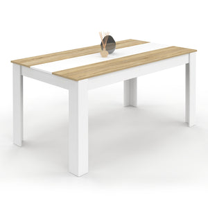 IDMarket - Tavolo da pranzo rettangolare GEORGIA per 8 persone in simil-faggio e bianco 160 x 80 cm