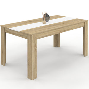 IDMarket - Tavolo da pranzo rettangolare GEORGIA per 8 persone in simil-faggio e bianco 160 x 80 cm