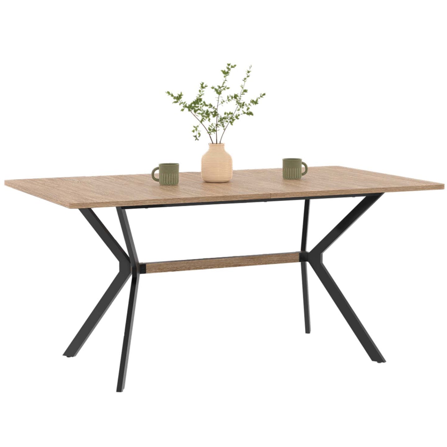 IDMarket - Tavolo da pranzo rettangolare LOUISON 8 persone legno e nero design industriale 160 cm