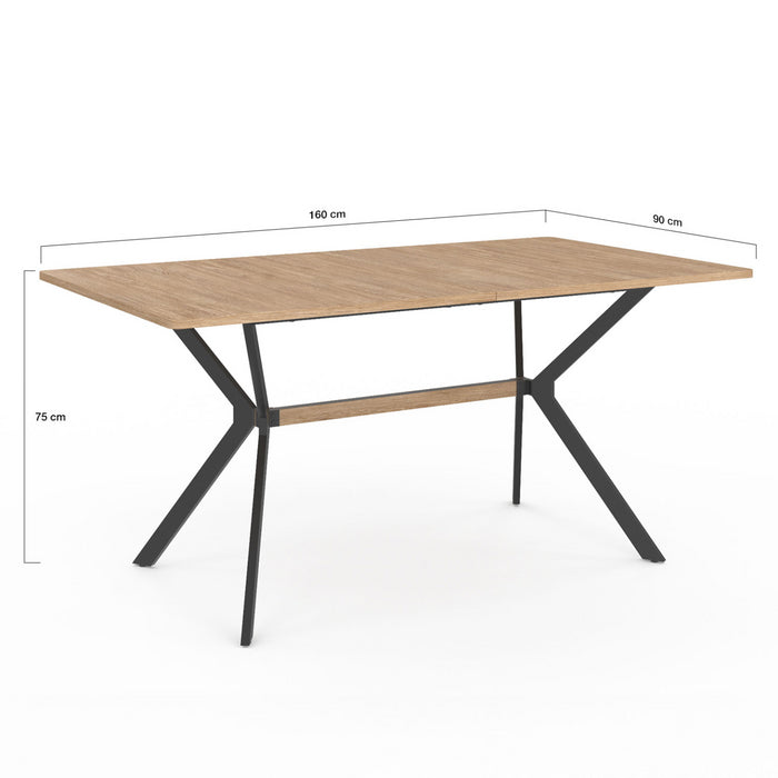 IDMarket - Tavolo da pranzo rettangolare LOUISON 8 persone legno e nero design industriale 160 cm