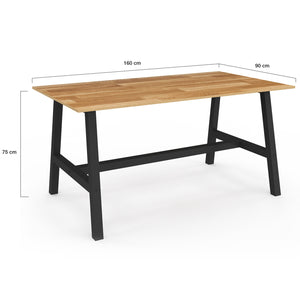 IDMarket - Tavolo da pranzo rettangolare MADELEINE 6 persone legno e metallo 160 cm