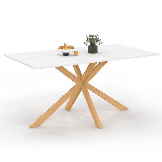IDMarket - Tavolo da pranzo rettangolare per 8 persone GISELE con gamba a ragno in legno e piano bianco 160 cm