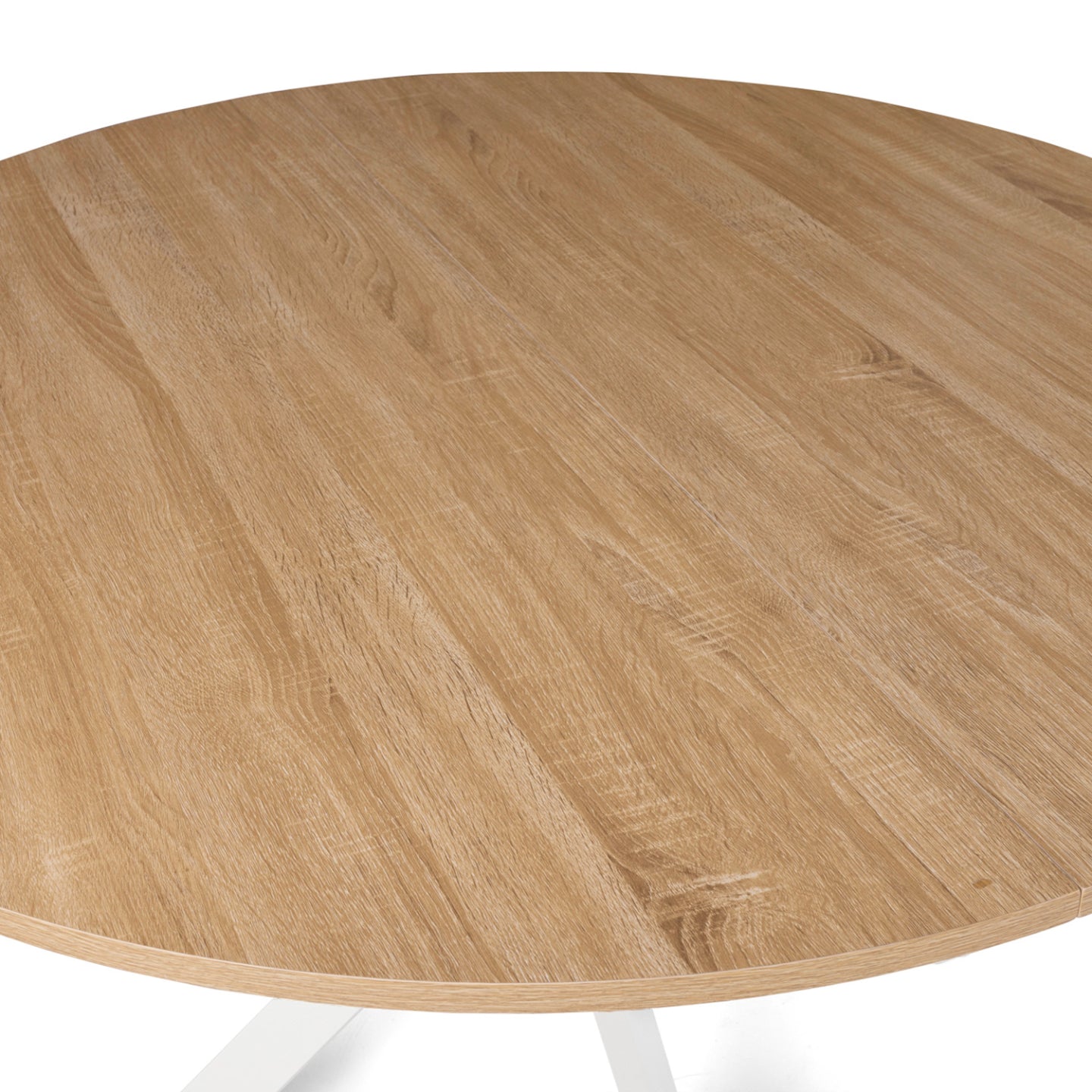 IDMarket - Tavolo da pranzo rotondo ALIX, legno e gambe a ragno bianche, 4-6 persone, 110 cm