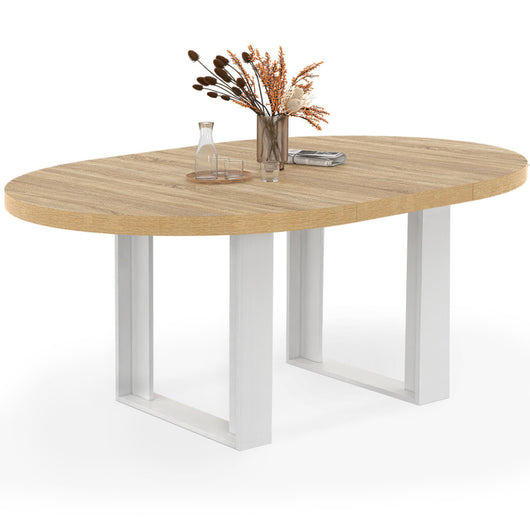 IDMarket - Tavolo da pranzo rotondo allungabile PHOENIX 4-6 persone in legno e bianco 110-150 cm