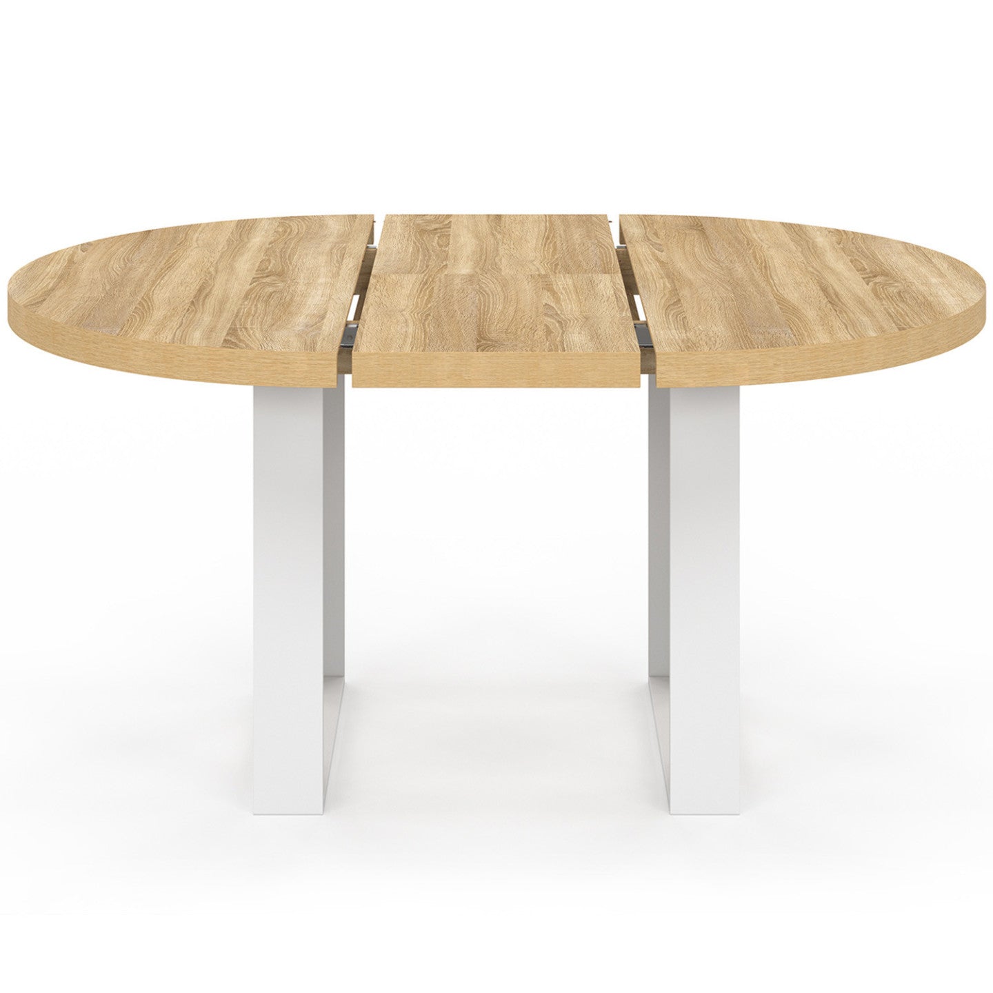 IDMarket - Tavolo da pranzo rotondo allungabile PHOENIX 4-6 persone in legno e bianco 110-150 cm