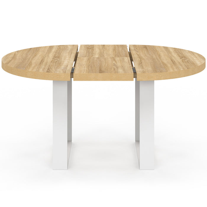 IDMarket - Tavolo da pranzo rotondo allungabile PHOENIX 4-6 persone in legno e bianco 110-150 cm