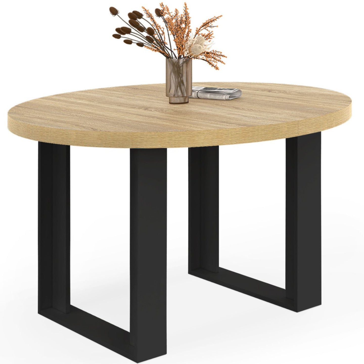 IDMarket - Tavolo da pranzo rotondo allungabile PHOENIX a 4 posti in legno e nero 110 cm