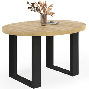 IDMarket - Tavolo da pranzo rotondo allungabile PHOENIX a 4 posti in legno e nero 110 cm