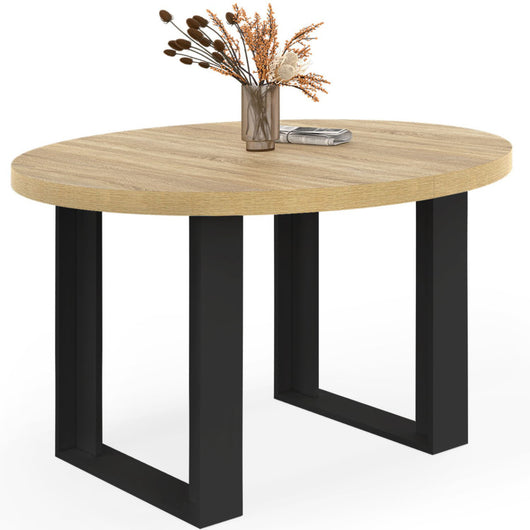 IDMarket - Tavolo da pranzo rotondo allungabile PHOENIX a 4 posti in legno e nero 110 cm