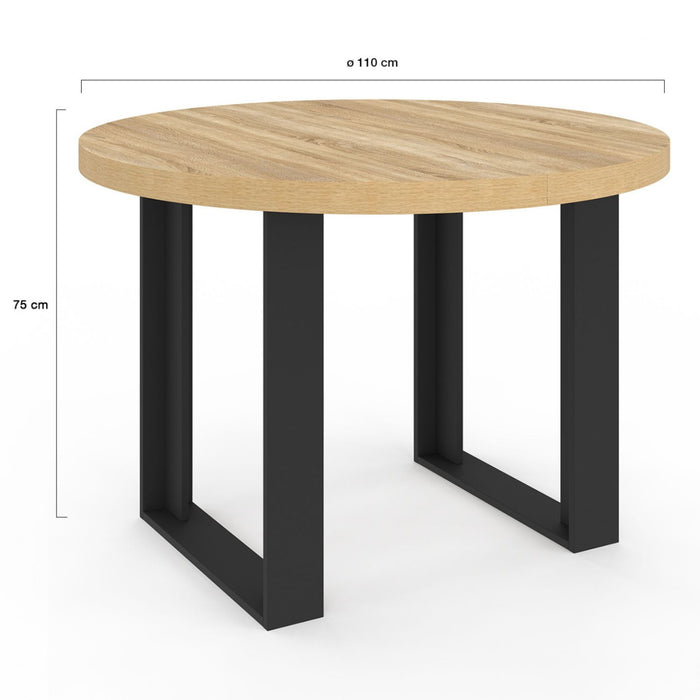 IDMarket - Tavolo da pranzo rotondo allungabile PHOENIX a 4 posti in legno e nero 110 cm