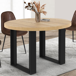 IDMarket - Tavolo da pranzo rotondo allungabile PHOENIX a 4 posti in legno e nero 110 cm