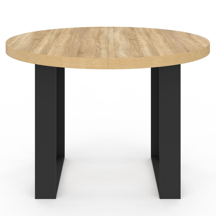 IDMarket - Tavolo da pranzo rotondo allungabile PHOENIX a 4 posti in legno e nero 110 cm