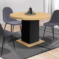 IDMarket - Tavolo da pranzo rotondo EDEN 6 persone in legno e nero 110 cm