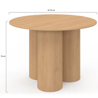 IDMarket - Tavolo da pranzo rotondo ELOISE per 6 persone, faggio 110 cm