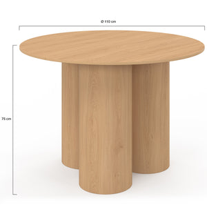 IDMarket - Tavolo da pranzo rotondo ELOISE per 6 persone, faggio 110 cm