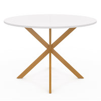 IDMarket - Tavolo da pranzo rotondo GISELE per 6 persone, gamba a ragno in legno, piano bianco 110 cm