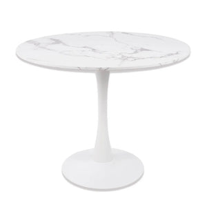 LÚZETE - TAVOLO DA PRANZO ROTONDO IN MARMO BIANCO Ø90 CM SAN ANTONI