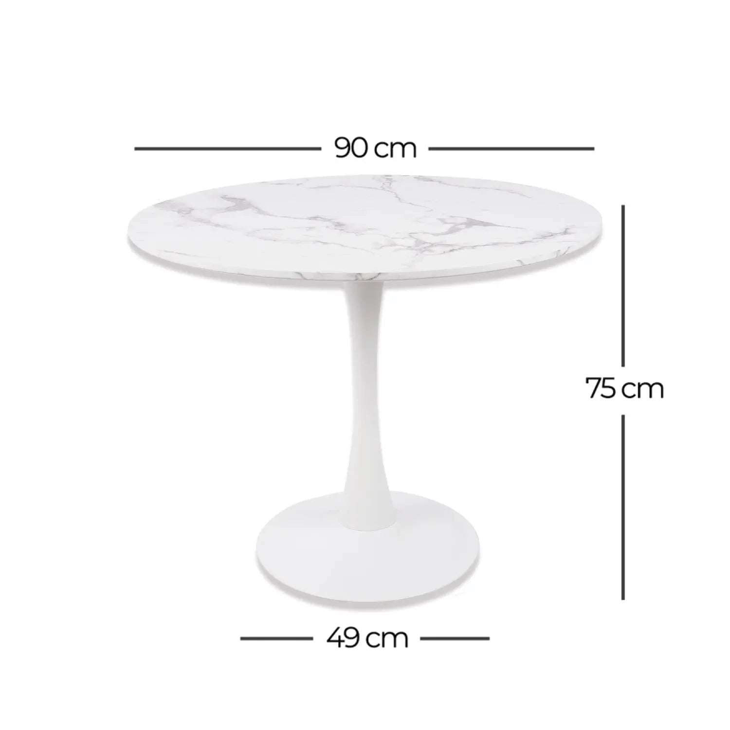 LÚZETE - TAVOLO DA PRANZO ROTONDO IN MARMO BIANCO Ø90 CM SAN ANTONI