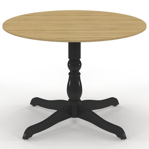 IDMarket - Tavolo da pranzo rotondo MARIE 4-6 persone in faggio e nero 110 cm