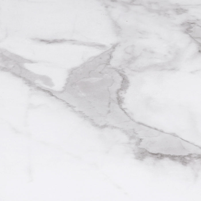 IDMarket - Tavolo da pranzo rotondo per 4-6 persone ALASKA con effetto marmo bianco e gamba a ragno in metallo 110 cm