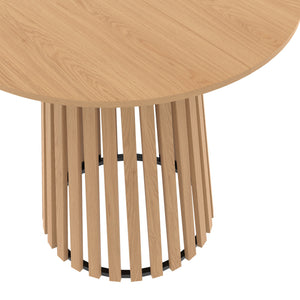 IDMarket - Tavolo da pranzo rotondo per 4 persone CARMEN con gambe a doghe in legno e piano in legno da 80 cm