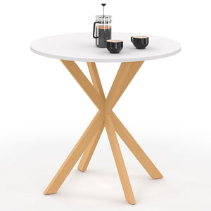 IDMarket - Tavolo da pranzo rotondo per 4 persone GISELE con gamba a ragno in legno e piano bianco 80 cm