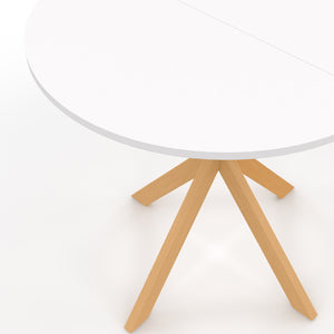 IDMarket - Tavolo da pranzo rotondo per 4 persone GISELE con gamba a ragno in legno e piano bianco 80 cm