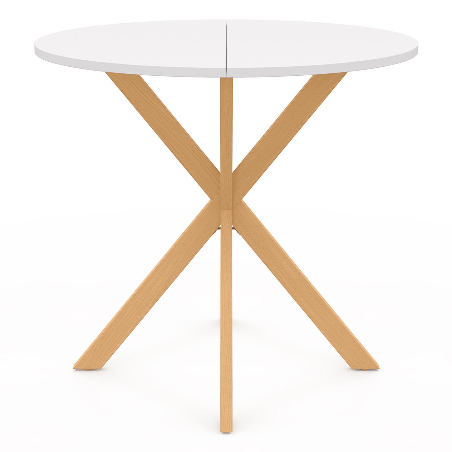 IDMarket - Tavolo da pranzo rotondo per 4 persone GISELE con gamba a ragno in legno e piano bianco 80 cm