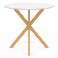 IDMarket - Tavolo da pranzo rotondo per 4 persone GISELE con gamba a ragno in legno e piano bianco 80 cm