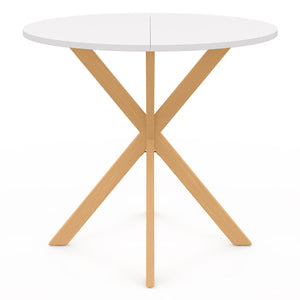 IDMarket - Tavolo da pranzo rotondo per 4 persone GISELE con gamba a ragno in legno e piano bianco 80 cm
