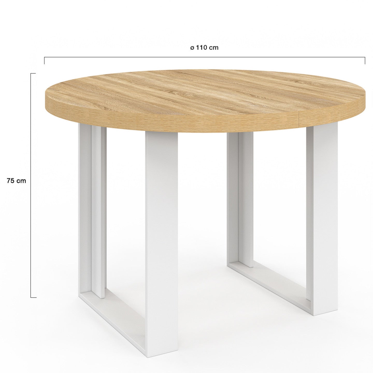 IDMarket - Tavolo da pranzo rotondo PHOENIX per 4 persone in legno e bianco 110 cm