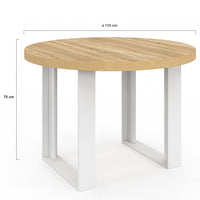 IDMarket - Tavolo da pranzo rotondo PHOENIX per 4 persone in legno e bianco 110 cm