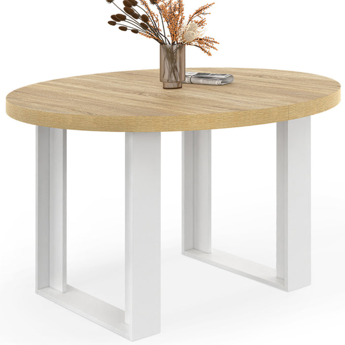 IDMarket - Tavolo da pranzo rotondo PHOENIX per 4 persone in legno e bianco 110 cm