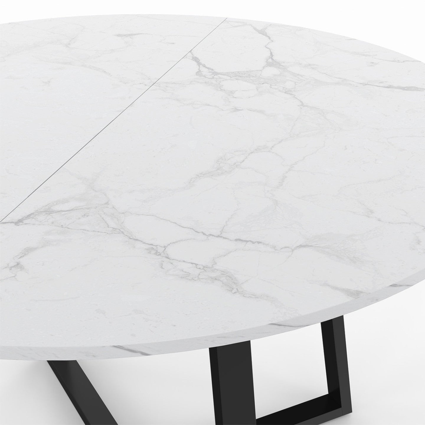 IDMarket - Tavolo da pranzo rotondo SELMA 4-6 persone ALASKA piano effetto marmo bianco e nero 110 cm