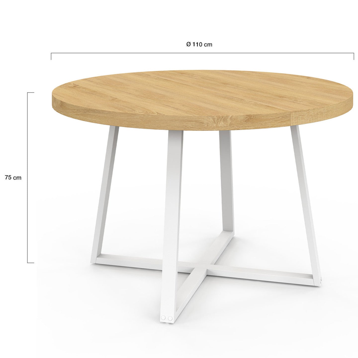 IDMarket - Tavolo da pranzo rotondo SELMA 4-6 persone in legno e bianco 110 cm