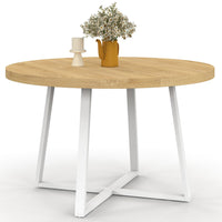 IDMarket - Tavolo da pranzo rotondo SELMA 4-6 persone in legno e bianco 110 cm