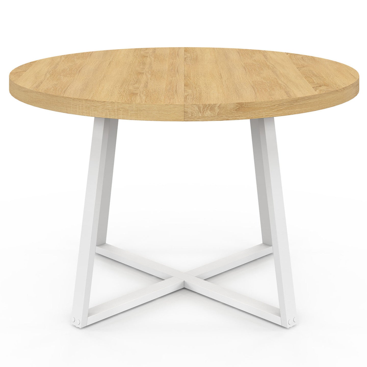 IDMarket - Tavolo da pranzo rotondo SELMA 4-6 persone in legno e bianco 110 cm