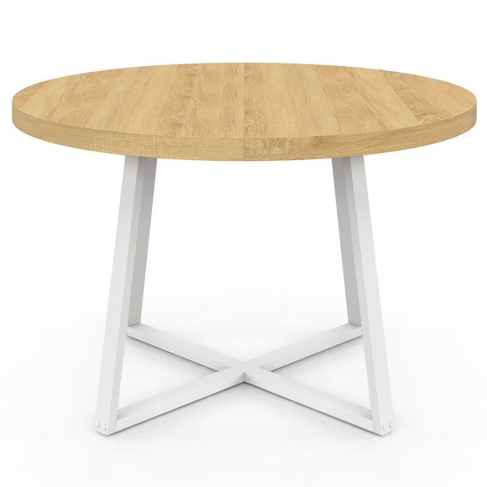 IDMarket - Tavolo da pranzo rotondo SELMA 4-6 persone in legno e bianco 110 cm