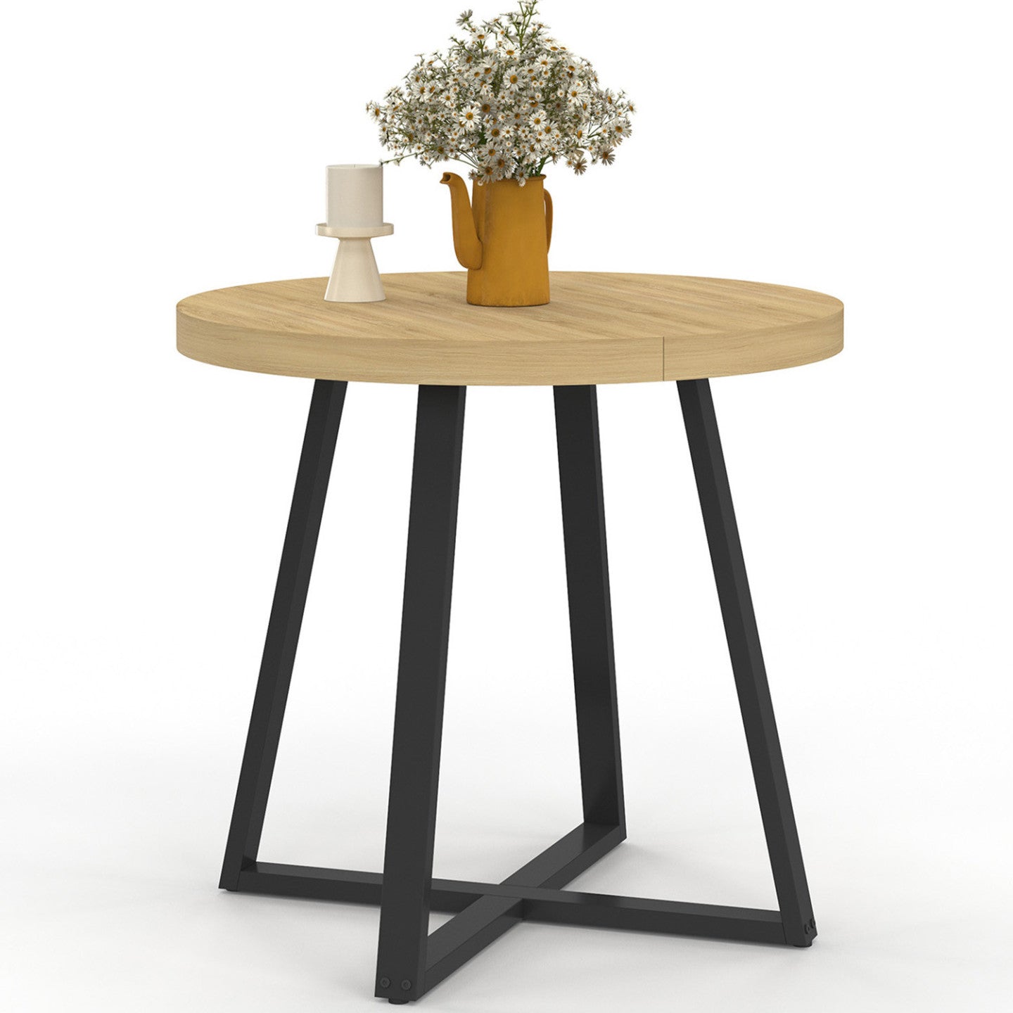 IDMarket - Tavolo da pranzo rotondo SELMA 4 persone in legno e nero 80 cm