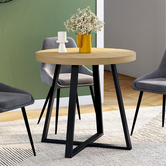 IDMarket - Tavolo da pranzo rotondo SELMA 4 persone in legno e nero 80 cm