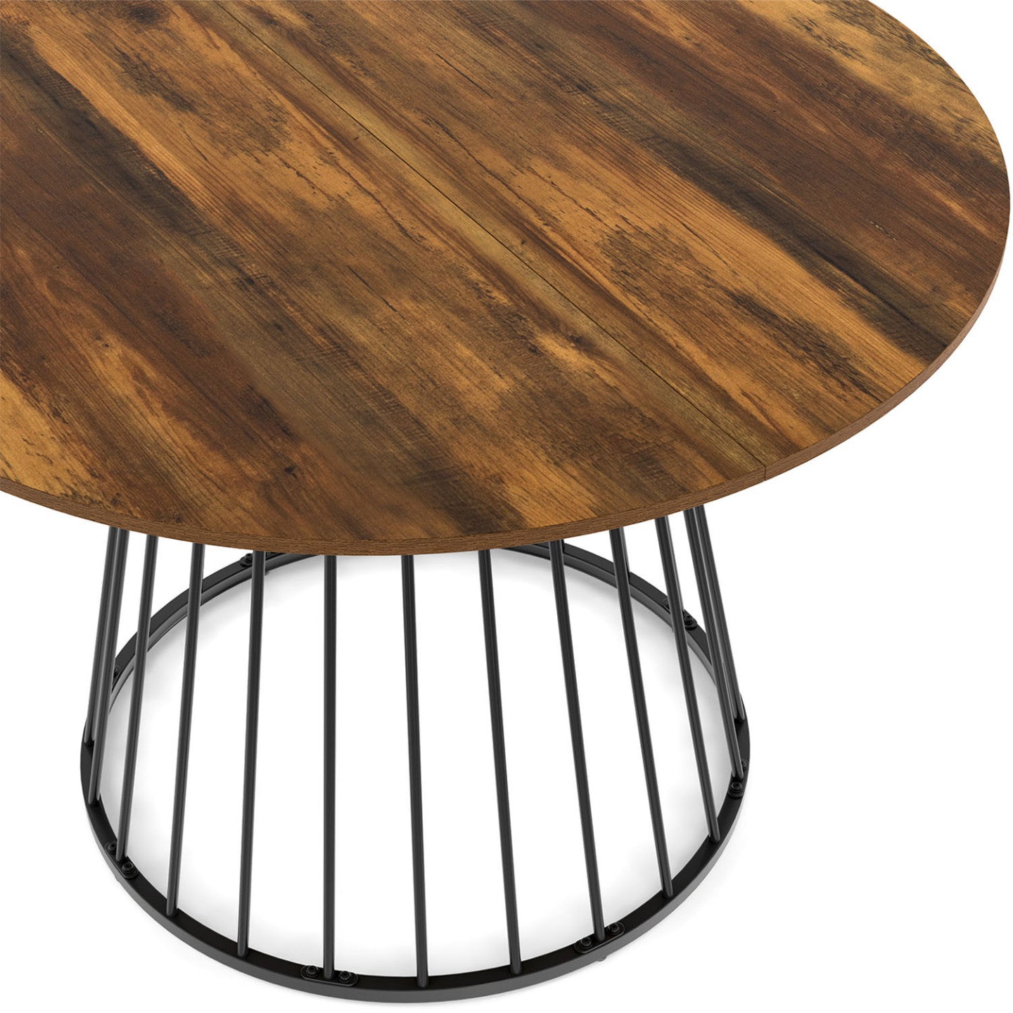 IDMarket - Tavolo da pranzo rotondo YUNA 6 persone con piano in legno scuro e nero HAWKINS 110 cm