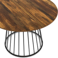 IDMarket - Tavolo da pranzo rotondo YUNA 6 persone con piano in legno scuro e nero HAWKINS 110 cm