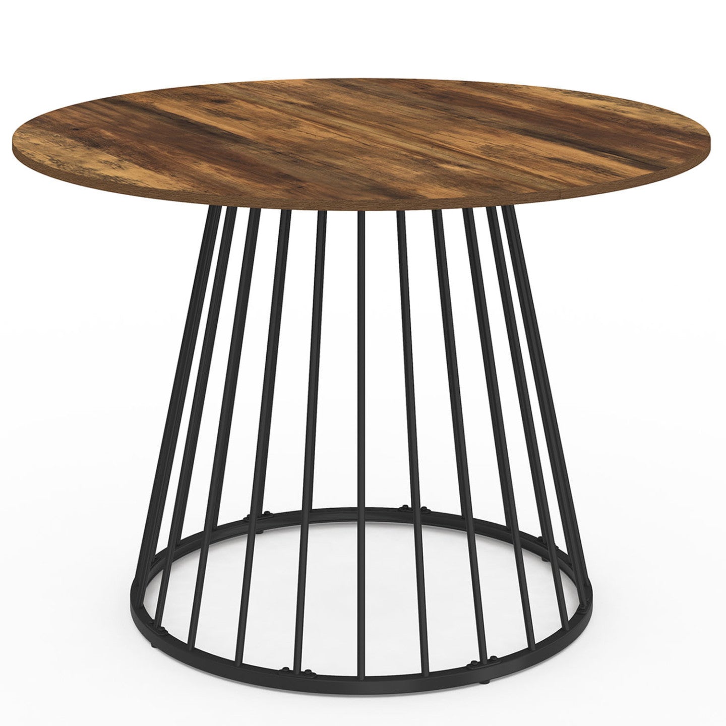 IDMarket - Tavolo da pranzo rotondo YUNA 6 persone con piano in legno scuro e nero HAWKINS 110 cm