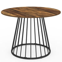 IDMarket - Tavolo da pranzo rotondo YUNA 6 persone con piano in legno scuro e nero HAWKINS 110 cm